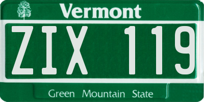 VT license plate ZIX119