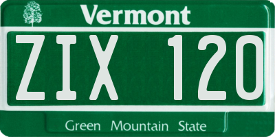 VT license plate ZIX120