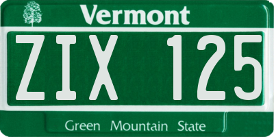VT license plate ZIX125