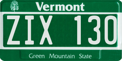 VT license plate ZIX130