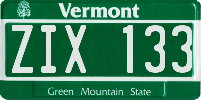 VT license plate ZIX133