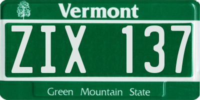 VT license plate ZIX137