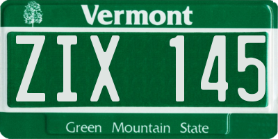 VT license plate ZIX145