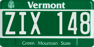 VT license plate ZIX148