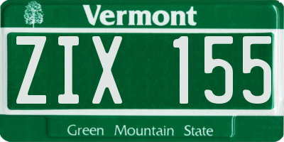 VT license plate ZIX155