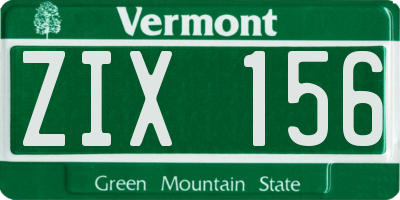 VT license plate ZIX156