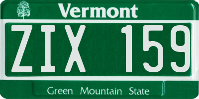 VT license plate ZIX159