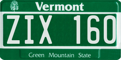 VT license plate ZIX160