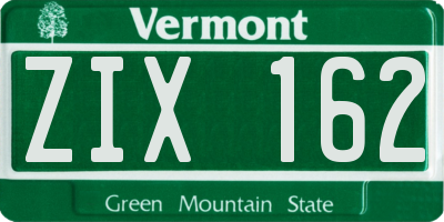 VT license plate ZIX162