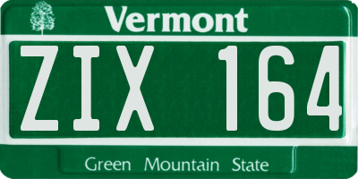 VT license plate ZIX164