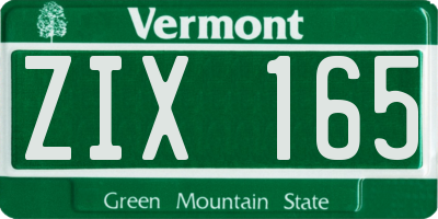 VT license plate ZIX165