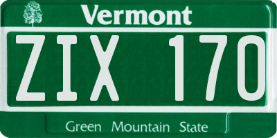 VT license plate ZIX170