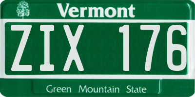 VT license plate ZIX176