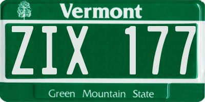 VT license plate ZIX177