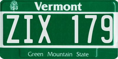 VT license plate ZIX179