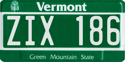 VT license plate ZIX186