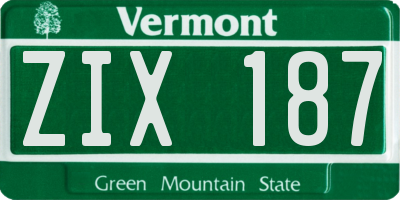 VT license plate ZIX187