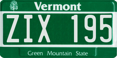 VT license plate ZIX195