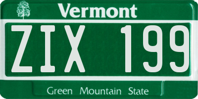 VT license plate ZIX199