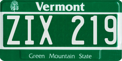VT license plate ZIX219