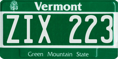 VT license plate ZIX223