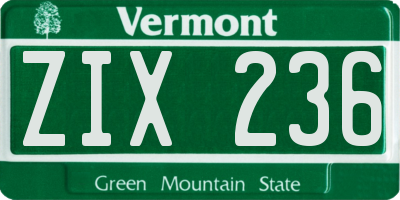 VT license plate ZIX236