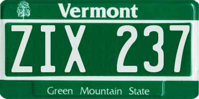 VT license plate ZIX237