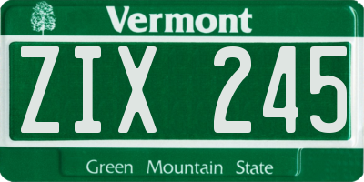 VT license plate ZIX245