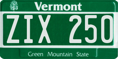 VT license plate ZIX250