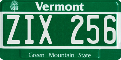 VT license plate ZIX256