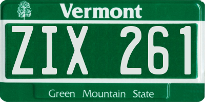 VT license plate ZIX261