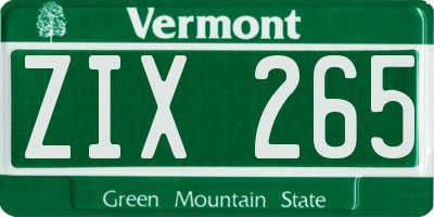 VT license plate ZIX265