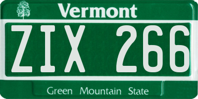 VT license plate ZIX266
