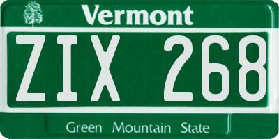 VT license plate ZIX268