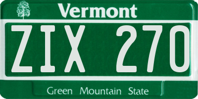 VT license plate ZIX270