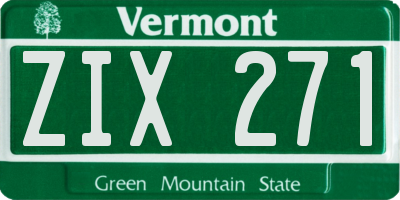 VT license plate ZIX271
