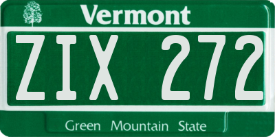 VT license plate ZIX272