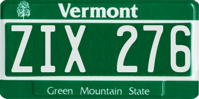VT license plate ZIX276