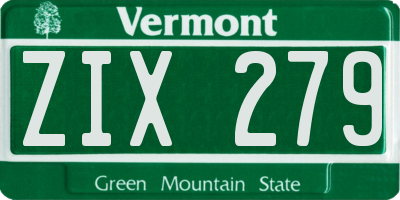 VT license plate ZIX279
