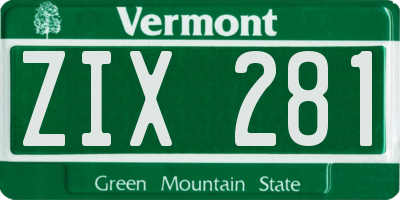 VT license plate ZIX281