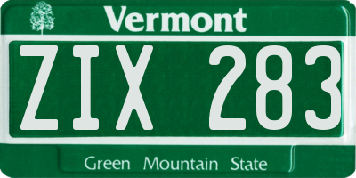 VT license plate ZIX283