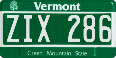 VT license plate ZIX286