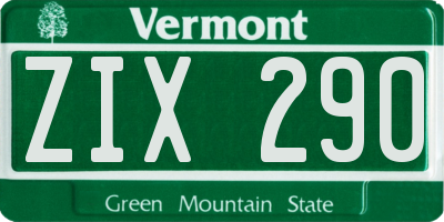 VT license plate ZIX290