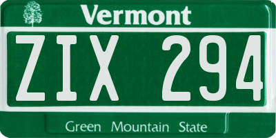 VT license plate ZIX294