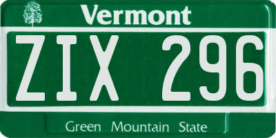 VT license plate ZIX296