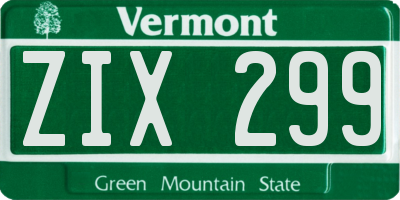 VT license plate ZIX299