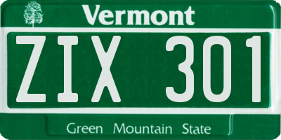 VT license plate ZIX301