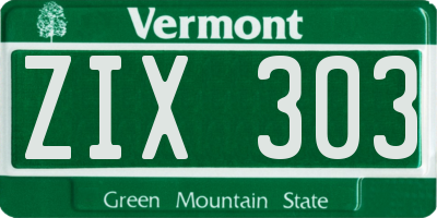 VT license plate ZIX303