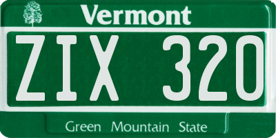 VT license plate ZIX320