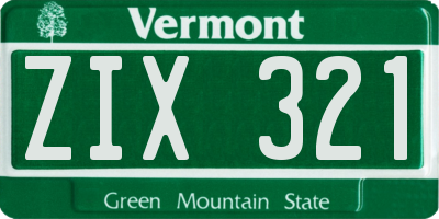 VT license plate ZIX321